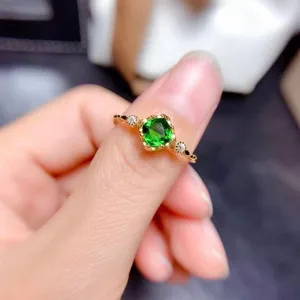 18K Gold Plated Adjustable Birthstone Green Crystal Emerald Ring for Women thumbnail 3