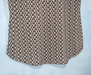 Adrianna Papell Tan Geo Print Stretch Knit Retro Ruffle Sleeve Tie Neck Blouse S thumbnail 8