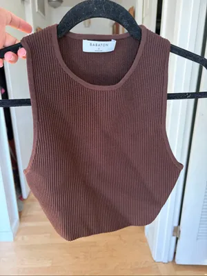 Aritzia Babaton Sculpt Knit Tank - crop small brown thumbnail 2