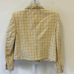 Zara Tweed Fringe‎ Double Breasted Classic Blazer Checkered Medium 2460/137/330 thumbnail 2