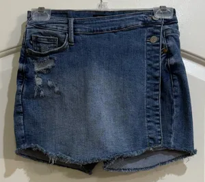 Judy Blue Dark Blue Distressed Denim Skort Size Small thumbnail 1