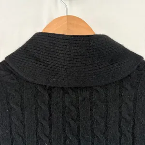 Lauren Ralph Lauren Black 100% Cashmere Cable Knit Shawl Collar Sweater XS thumbnail 3