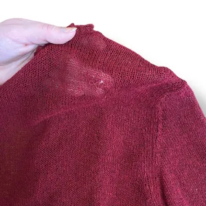 Eileen Fisher‎ Wine Red Linen Blend Open Knit Open Front Ruffle Cardigan Size XS thumbnail 6
