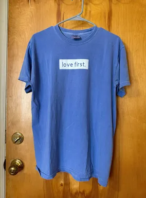 Love First Jesus T Shirt Blue Size M thumbnail 1