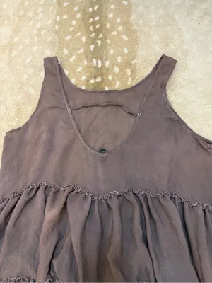 Wave Zone 2X/3X Brown Mineral Wash Tiered Ruffle Dress Boho Lagenlook thumbnail 6