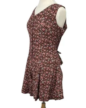 Vintage Sostanza Romper Ditsy Floral Button Front Mini Dress Burgundy Womens M thumbnail 5