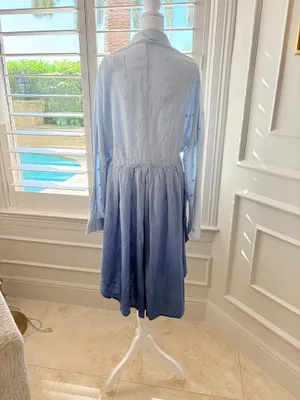 Free People Blue Ombre Button-Front Long Sleeve Dress 100% Cotton thumbnail 6