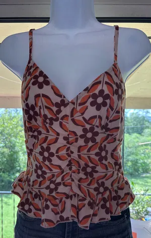 Willow + Root Tank Floral Top Cropped Adjustable thumbnail 1