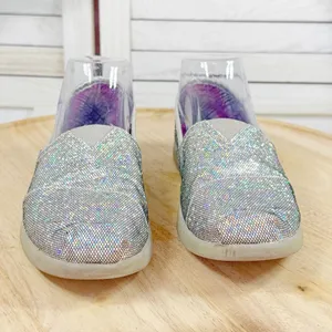 Bobs by Skechers Disco‎ Ball Shimmer Slip On Flats Shoes Silver 7 thumbnail 2