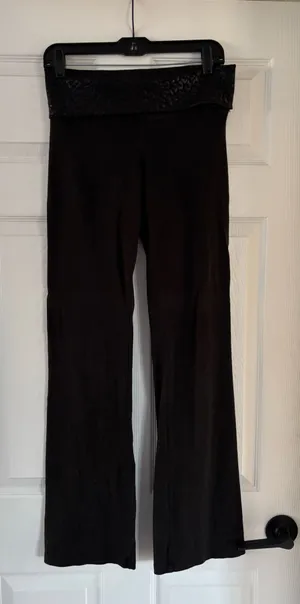 Vintage PINK Victoria's Secret Black Flare Foldover Pants thumbnail 1