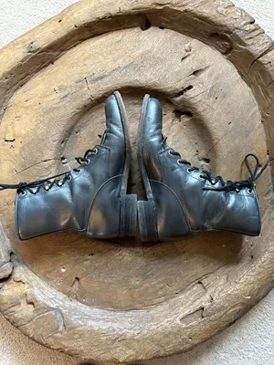 Justin Boots gray metallic kiltie roper lacer leather granny boots women's sz 6 thumbnail 6