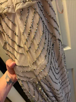 Adrianna Papell Nude Beaded V-Neck Evening Gown thumbnail 4