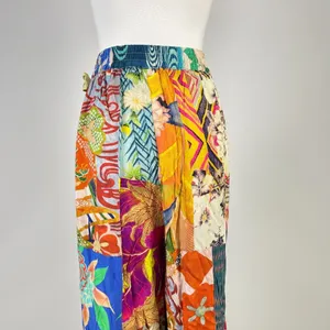 NWOT Johnny Was Soft Side Wrap Pants Womens Size L Multicolored Tropical Pull on thumbnail 8