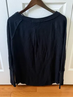 Free People Snowy Thermal Top in Black thumbnail 3