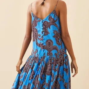 Anthropologie Flounced Paisley Midi Dress Size M thumbnail 5