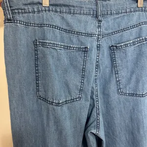 Old Navy Drapey Drawcord Wide Leg Pants Blue Denim High Rise Casual Chambray 16 thumbnail 6