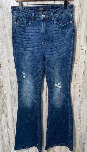 Judy Blue High Waist Distressed‎ Medium Wash Denim Jeans Flare Womens 11/30 thumbnail 1