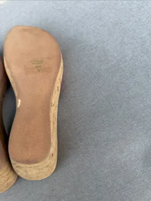 Lorenzo Cellini Women's Orange Cork Wedge Slide Sandal size 6 thumbnail 5