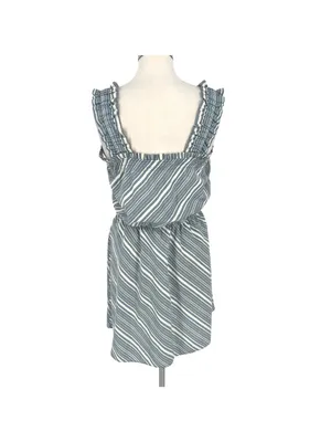Socialite Coastal Striped Sleeveless Ruffle A-Line Dress Blue White Size Large thumbnail 6