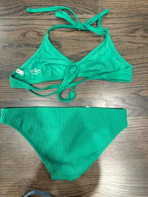Aerie Ribbed Green Bikini Top & Bottom Halter thumbnail 2