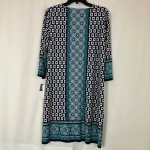Studio One New York | Teal Navy Geometric Knee Length Dress NWT Womens Medium thumbnail 7