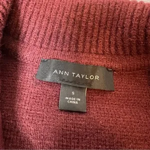 Ann Taylor Faux Suede Moto Sweater Jacket burgundy sz S‎ thumbnail 7