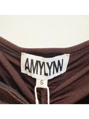 AmyLynn‎ Twist Front Rosette Maxi Dress Small Wedding Guest Romantic Chic Brown thumbnail 6