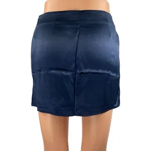 NEW Aritzia Babaton Women's Blue Silky Satin Side Zip Mini Slip Pencil Skirt 0 thumbnail 2