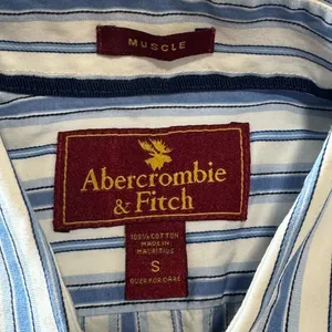 Abercrombie & Fitch Striped Button Down Shirt Blue White Size Small thumbnail 4