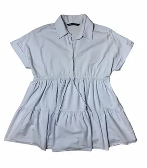 Zara Light Blue Short Sleeve Mini Dress / Long Tunic Womens XS thumbnail 1