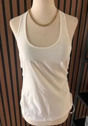 Athleta white mesh shirt workout side crunch size XS thumbnail 1
