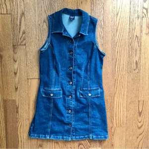 Gap Collared Mini Denim Shift Medium-Wash Casual Dress Women’s Size Medium thumbnail 12