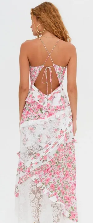 For Love & Lemons Dress Rosalyn Maxi Pink Women’s Large thumbnail 2