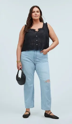 NWT Madewell 90’s Straight Jean 33 needs to be washed liquid spilled on front thumbnail 1