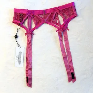 NWT For Love & Lemons Fuchsia Pink Lace Garter Belt - Small thumbnail 7