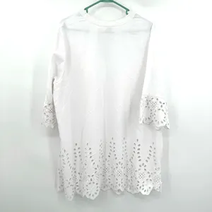 Blair size‎ XL white v neck dress large eyelet detail at cuffs and lower hem thumbnail 2