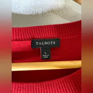 Talbots Red Navy Stripe Lambswool Blend Sweater Size‎ Large thumbnail 5