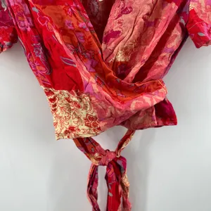 Free People Ashley Top SZ Large Fun Combo Wrap Crop NWT Red Boho Floral Waist thumbnail 10