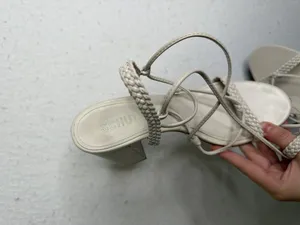 Schutz Adele White Braided Strappy Block Heel Sandals thumbnail 5