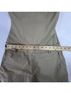 Zara Strapless Jumpsuit Off The Shoulder Wide Leg Khaki Size S Blogger Fav New thumbnail 14
