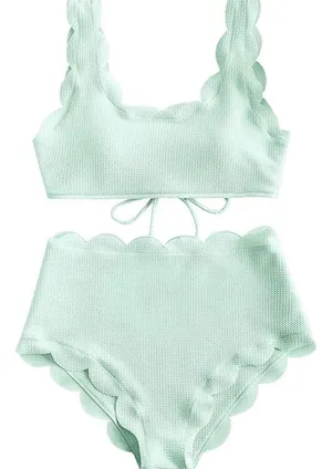 Mint Scalloped Swimsuit Blue Size M thumbnail 1