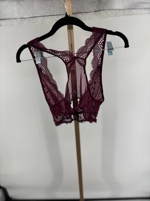 Victoria’s Secret Lace Racerback Bralette Womens Large Burgundy thumbnail 6