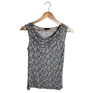 Banana Republic Cowl Neck Top Sleeveless Size XS Grey Oversized Polka Dot Office thumbnail 7