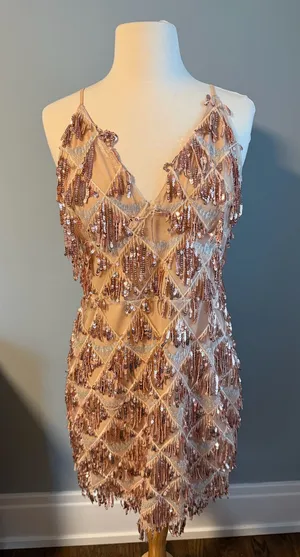 Windsor Rose Gold Sequin Homecoming Dress thumbnail 1