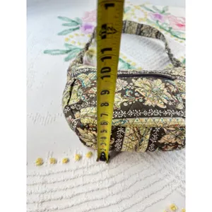 Quilted vtg‎ Floral Paisley Cotton Shoulder Bag Brown Hobo Purse Zippered Pocket thumbnail 9