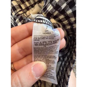 Old Navy Linen-Blend Straight-Leg Gingham Pants Black White Cropped thumbnail 6