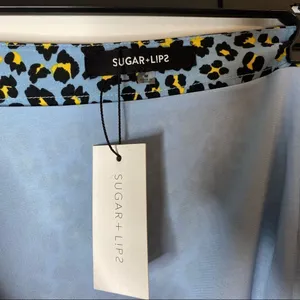 Sugar Lips Satin Animal Print Blue Midi Skirt thumbnail 5
