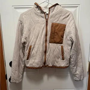 Spiritual Gangster Quilted Jacket Cream Tan 100% Cotton XS thumbnail 3