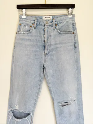 AGOLDE Riley Ripped Straight Leg Jeans in Clear Skies Size US thumbnail 6