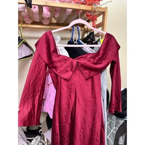 Abercrombie & Fitch Long Sleeve Off The Shoulder Satin Dress Size Small Tall thumbnail 11